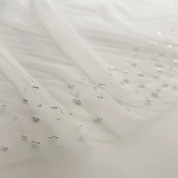 A.B Ellie Nova Edge Veil | Beaded Edge Fingertip Veil - Soft Tulle Veil - Picture 1 of 7